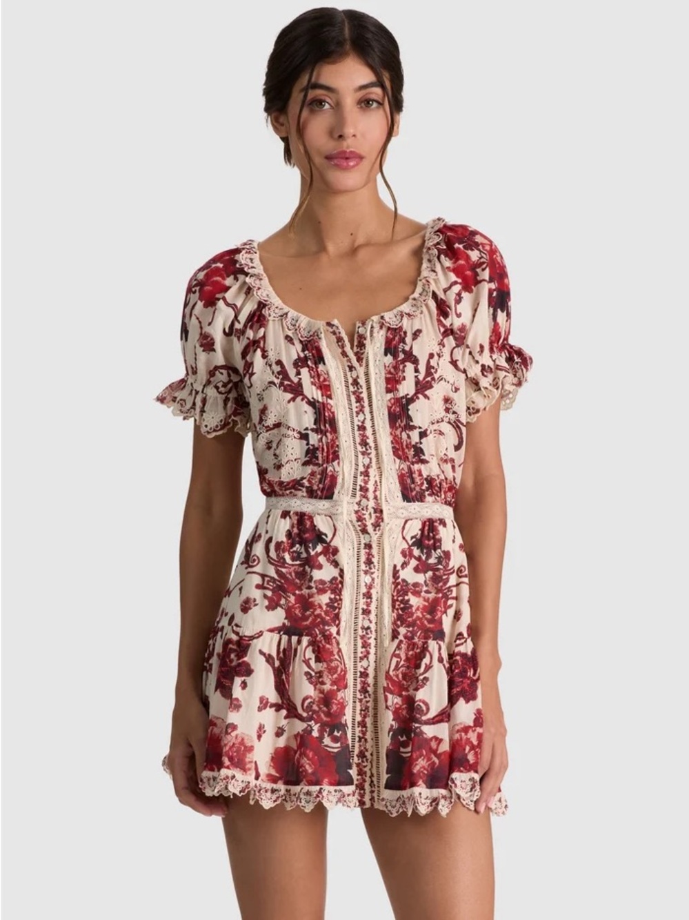 Alice + Olivia MCLAINE PUFF SLEEVE MINI DRESS